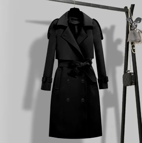2023 Brand New Spring Autumn Long Women Trench Coat Double Breasted Khaki Dress Loose Coats Lady Outerwear Fashion Tops