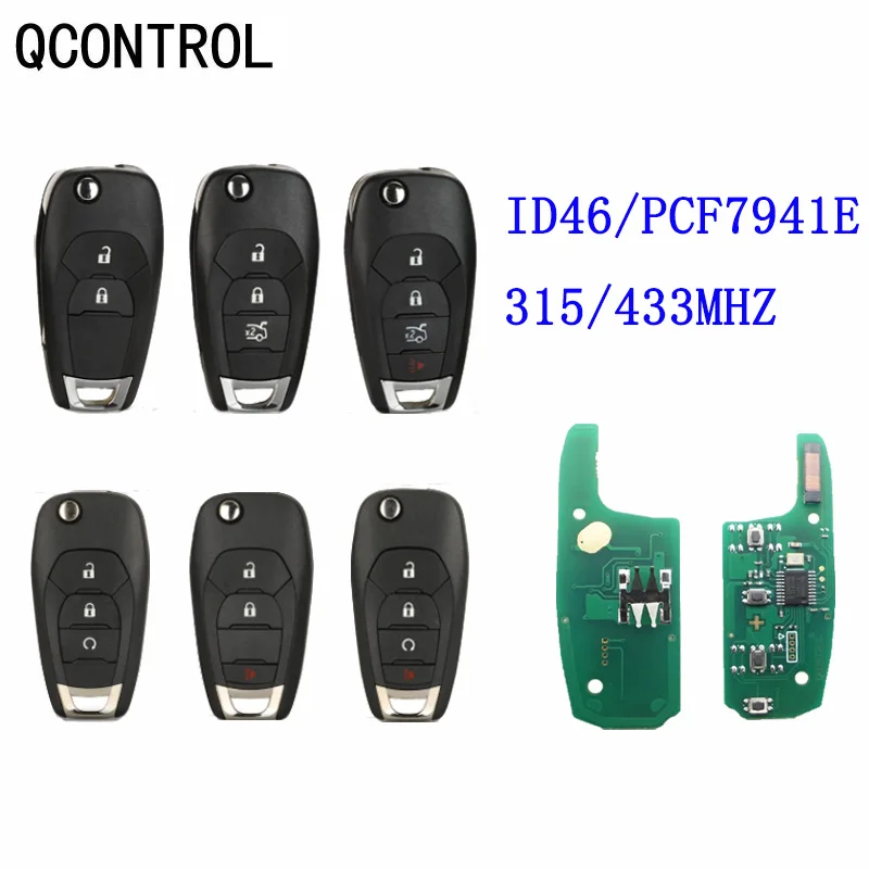 

QCONTROL Flip 2/3/4 Button Remote Key Fob For Chevrolet Cruze Avo 2014-2018 315 MHz Smart Key Control 433 MHz ID46 PCF7941 Chip