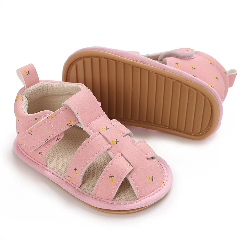 Girl Baby Walking Shoes Spring And Summer Anti Slip Rubber Sole Flower Princess Shoes 0-18M Baby Cute Retro Baotou Sandals