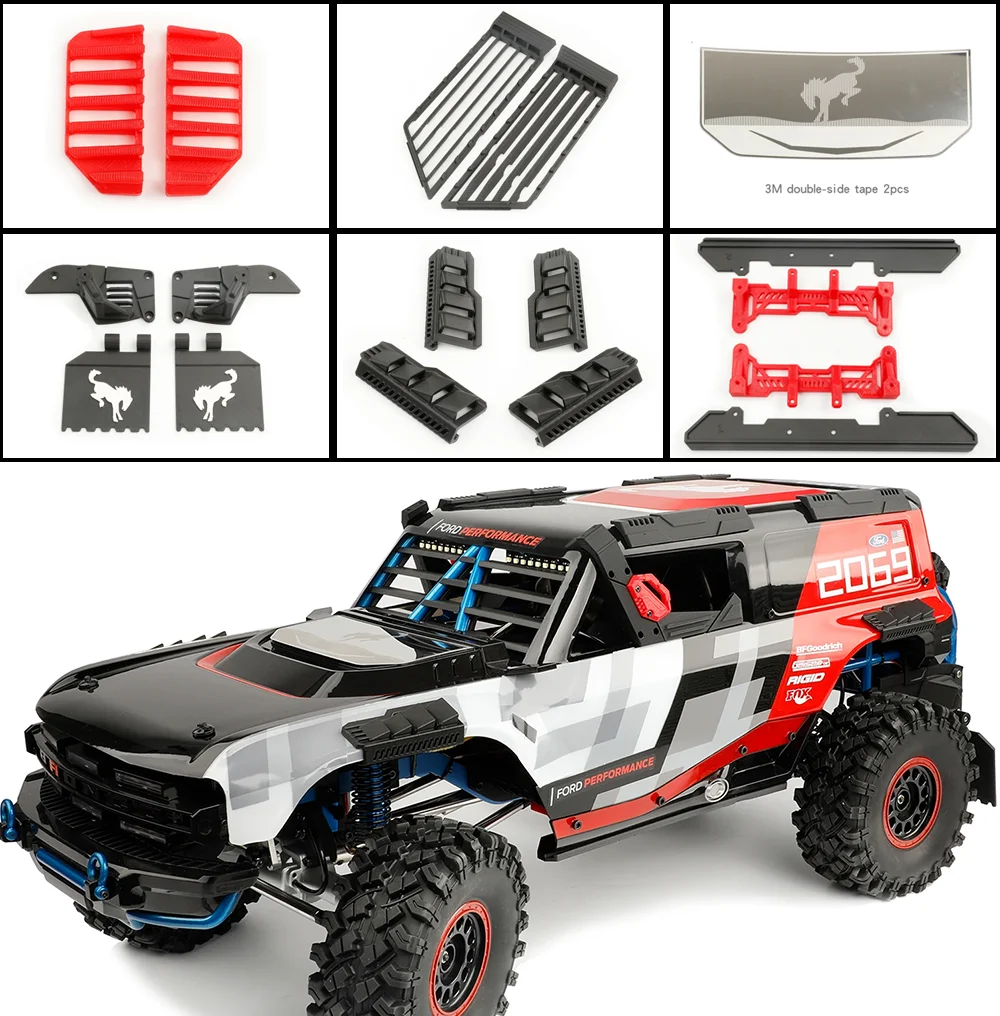 Rcdream 1/8 Hood Decoration Decal Metal Sheet Windows Guard Grille Body Protective Armored Block For H8p Bronco Upgrade Parts