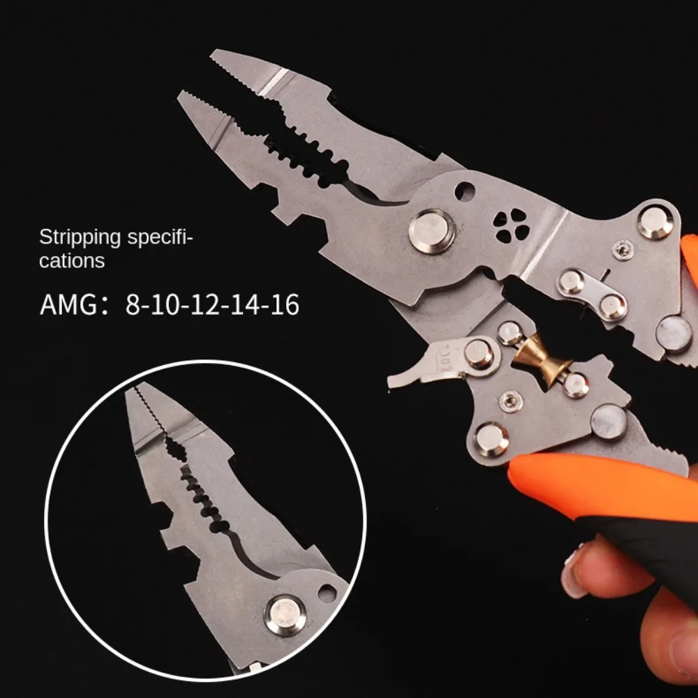 New High-carbon Steel Wire Stripping Pliers 12 in 1 Foldable Electrician Crimpe Pliers Non-Slip Comfortable Pincers Electrician