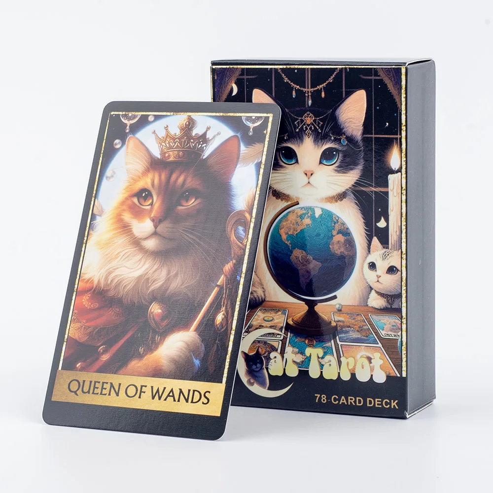 Cat Tarot 78 Card Deck English Version Board Game Christmas Gift  Divination Tools for Fun Fortune Telling 10.3x6.1cm