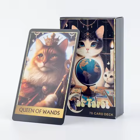 Cat Tarot 78 Card Deck English Version Board Game Christmas Gift Divination Tools for Fun Fortune Telling 10.3x6.1cm