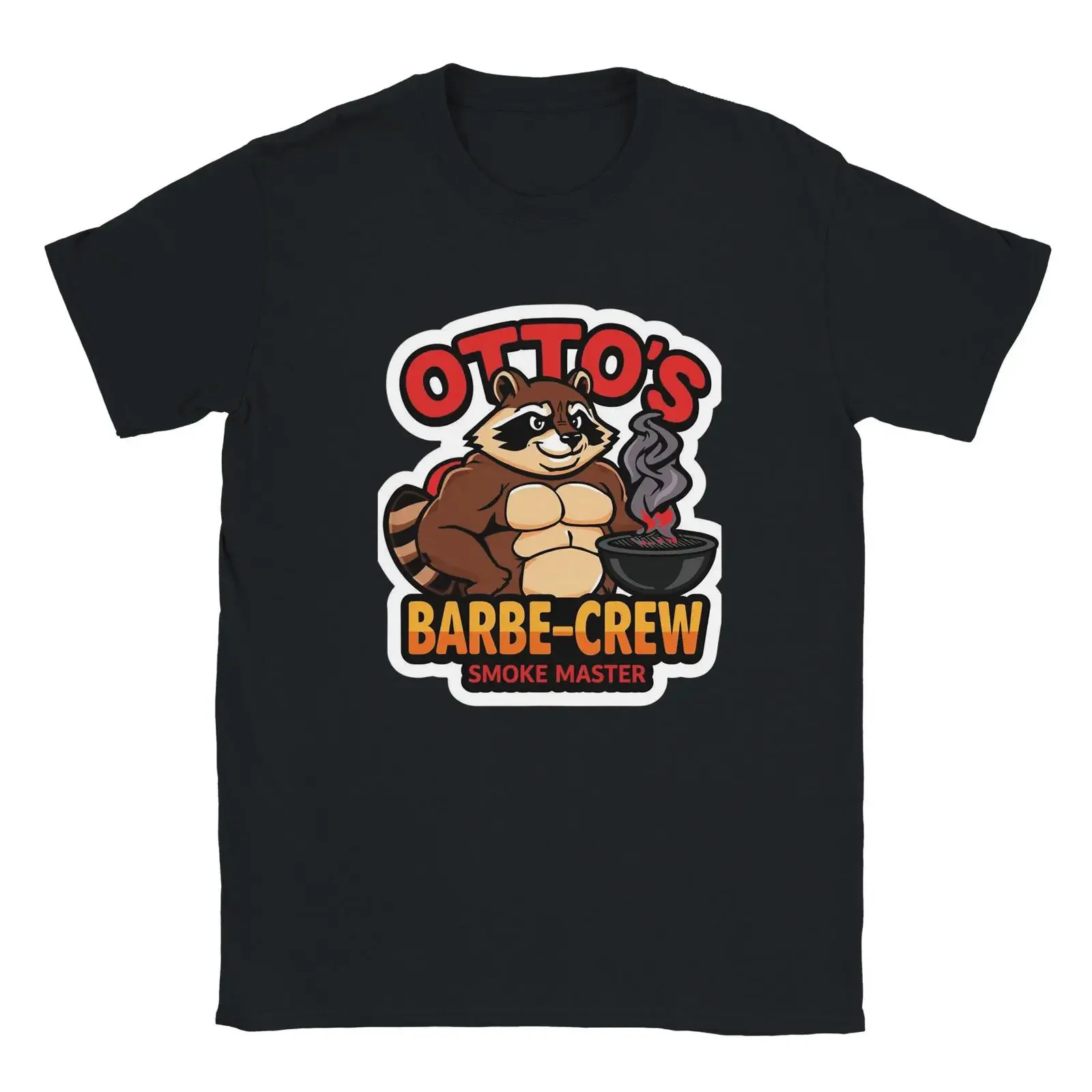 Otto's Barbe Crew Smoke Master Funny BBQ Raccoon T Shirt Humorous Grill for Fans Masters vintage Washed designer clothes