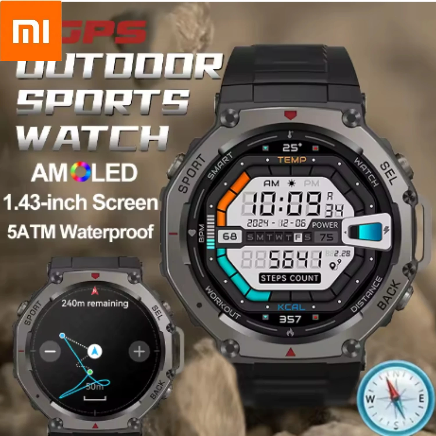 

Xiaomi военные модные оригинальные умные часы T-Rex 3 gps со встроенным компасом и высотомером 10 АТМ водонепроницаемые спортивные умные часы для мужчин и женщин