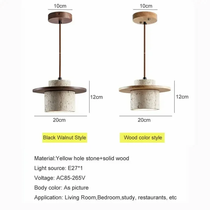 호두나무 노란색 트래버틴 펜던트 조명, 침실 침대 옆 호텔 욕실 걸이식 램프, 상점 레스토랑 석재 천장 샹들리에