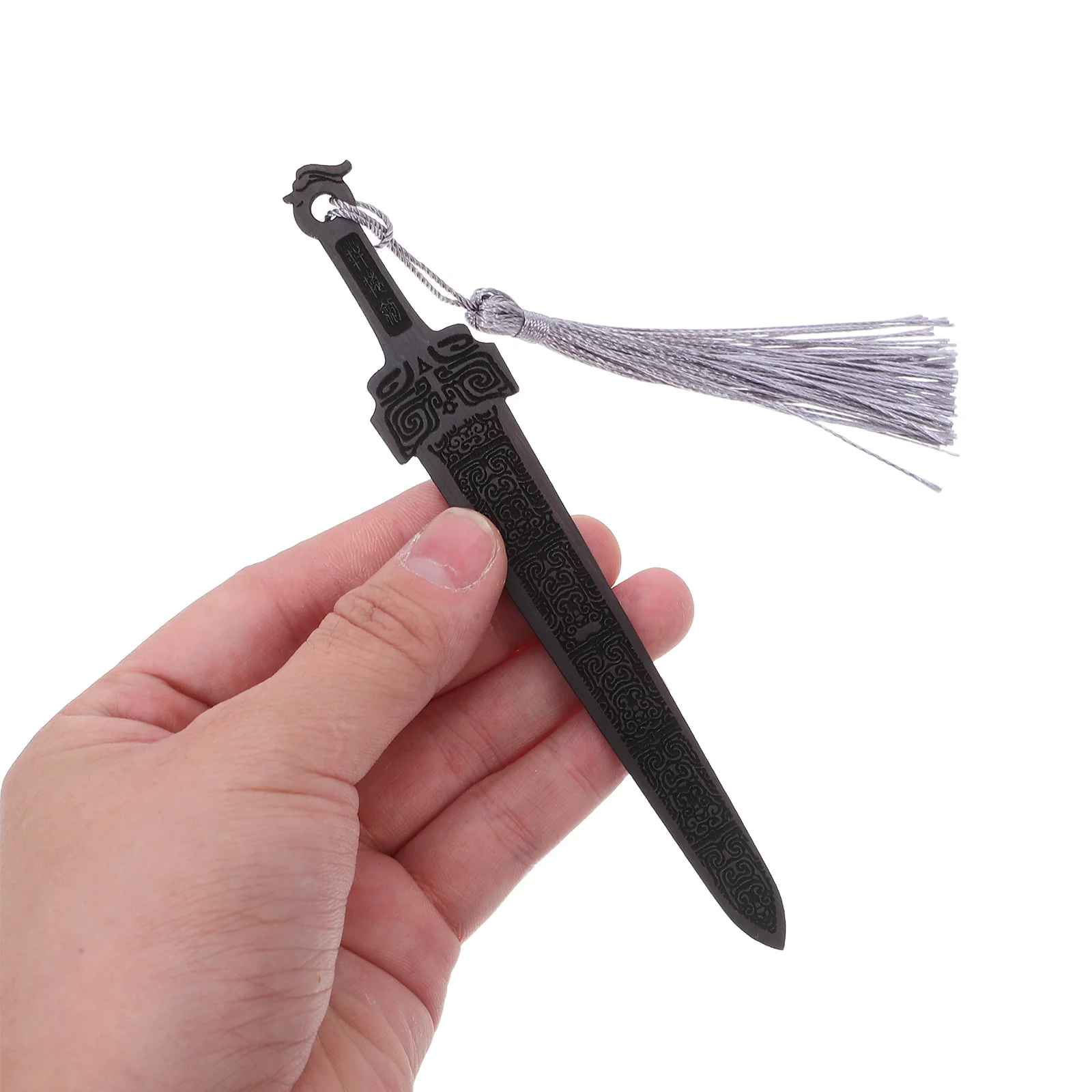 4Pcs Vintage Chinese Style Wooden Sword Bookmarks with Tassels Retro Bookmark Reading Tool Creative Sword Charm Pendant for Book
