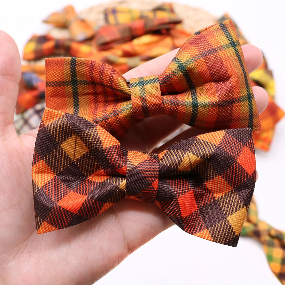 50PCS Thanksgiving Dog Bowties For Collars Removing Small Dog Cat Bow Ties Collar Accessoreis Autumn Dogs Grooming For Fall