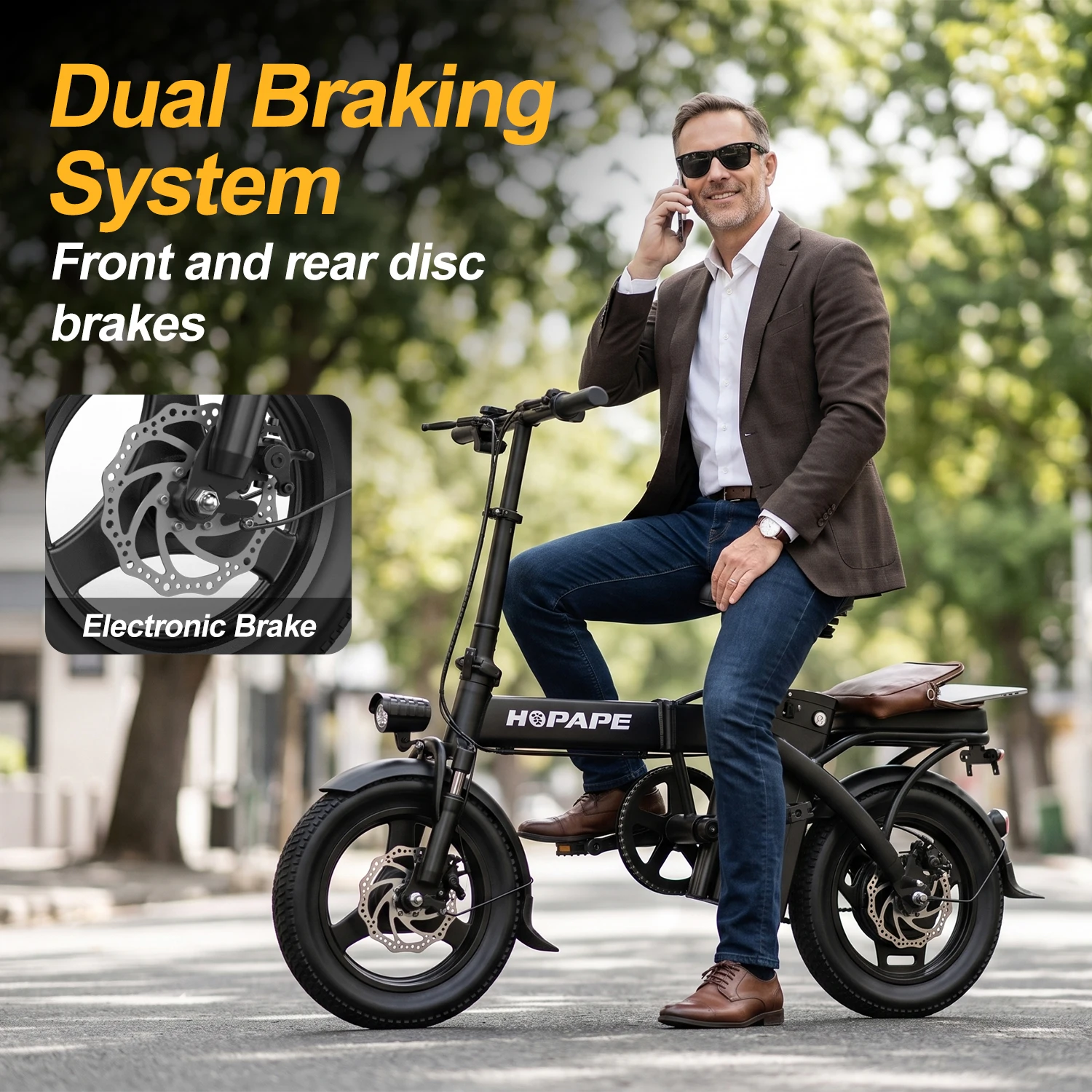 Folding Electric Bike for Adults, 750W Peak Motor 48V 15Ah Removable Battery E Bike, 30 Miles Range 20MPH Max Speed Foldable Ebike, Compact Fold Electric Bicycle for Commute Outdoor Exercise view 3
