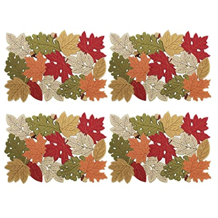 

Осенние салфетки KEVA, набор из 4 осенних украшений 13 x 19 дюймов для дома, кухни, обеденного стола, урожай на День благодарения, осенний клен L