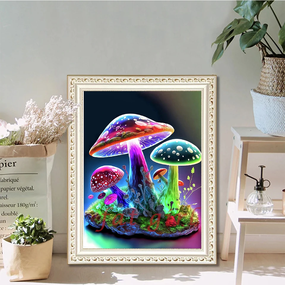 Diamond Embroidery Full Drill Mushroom Home Decor 2023 Diamond Painting New Mosaic Fantasy Landscape Handmade Cross Stitch H50