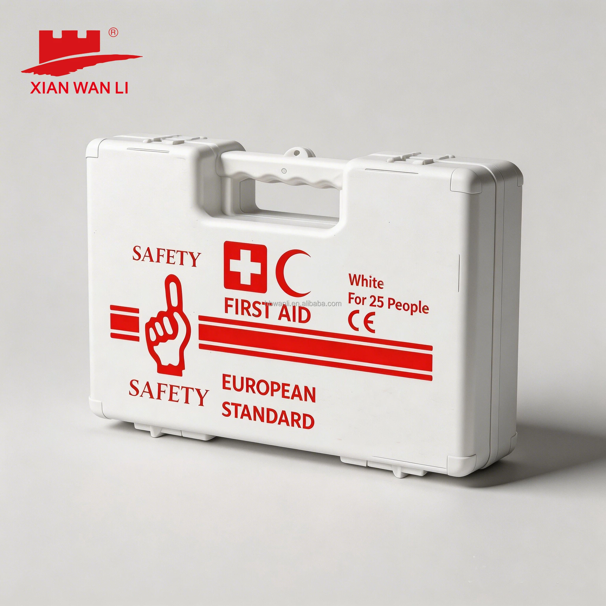 First Aid Kit Camping - 25人用救急キット、耐久性のある防水ハードケース、持ち運び用ハンドル付き、オフィス、家庭、学校、車、ハイキング、キャンプに最適