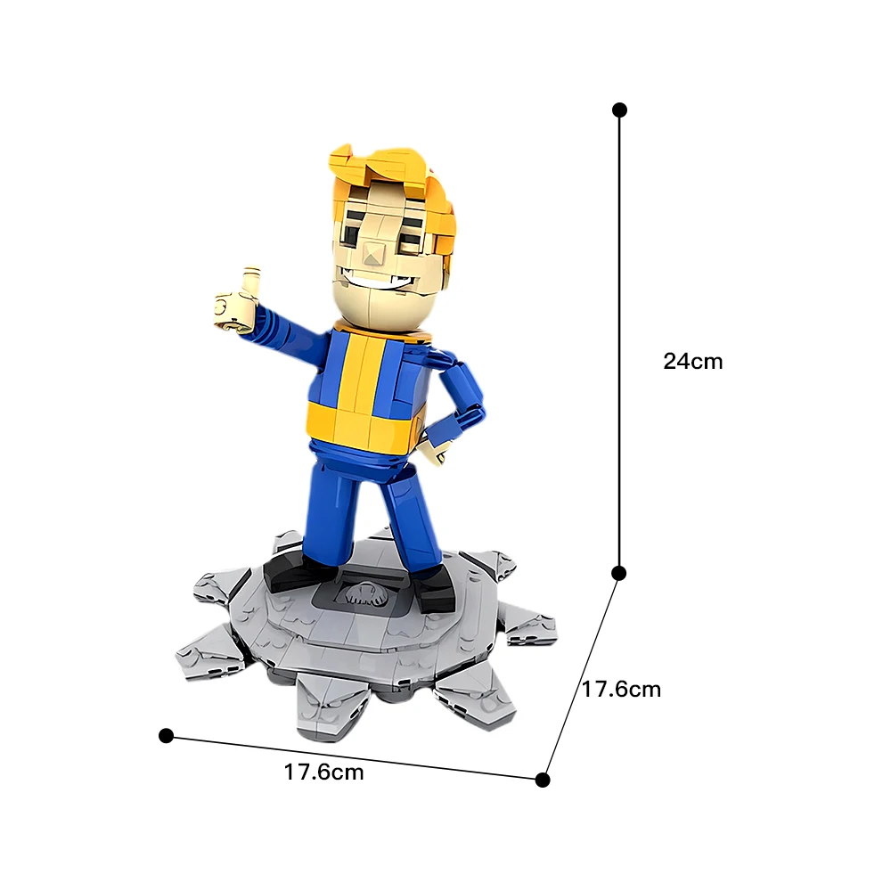 NEW 623PCS MOC Vault Boy Posable Desktop Figurine With Stand Building Block Creative Educational Toys For Children DIY Gifts