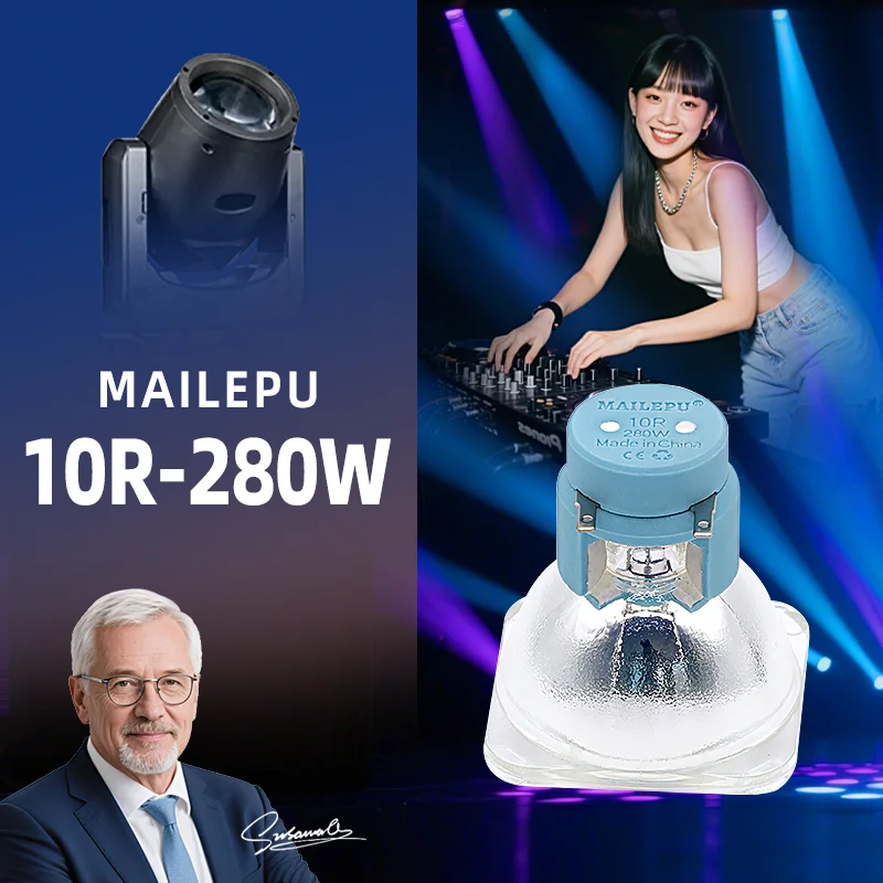 Mailepu Sirius HRI 280W 7800K Discharge Lamp Bulb HRI 280W 10R Stage Light Hybrid Wash Zoom Beam Light R10 Ballast