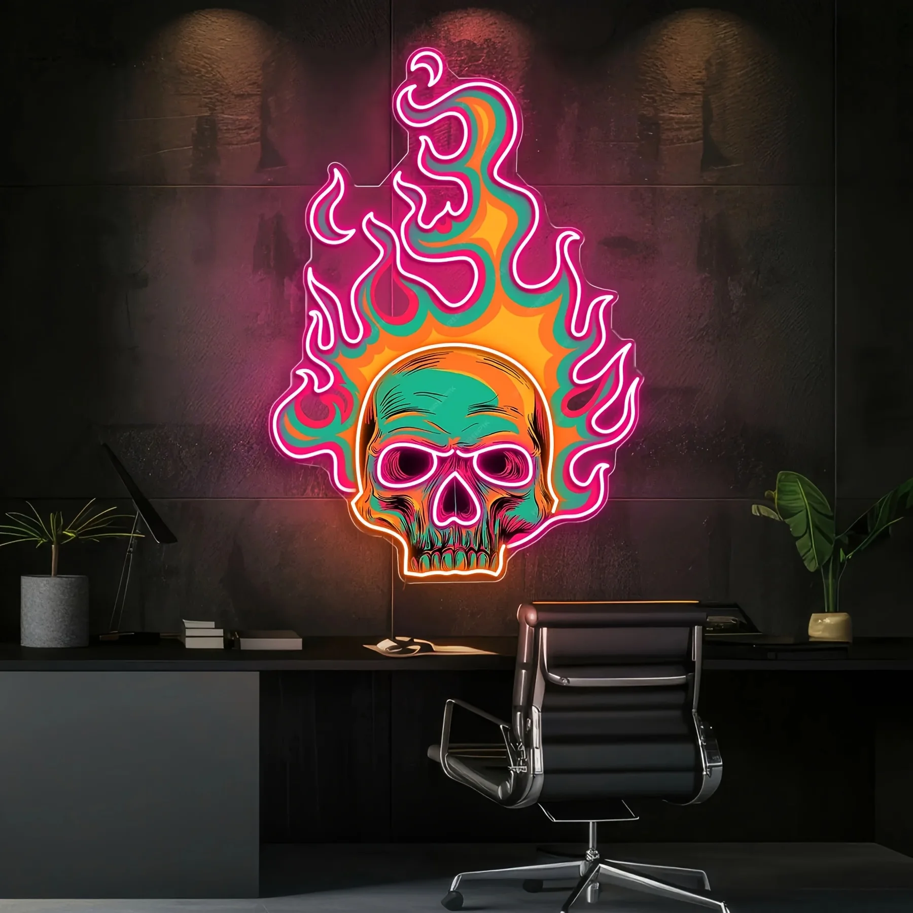 Vibrant Skull Neon Light LED Neon Sign สําหรับเกมห้องนอนปาร์ตี้บาร์คลับ Man Cave Wall Decor ของขวัญวันเกิด USB หรี่แสงได้