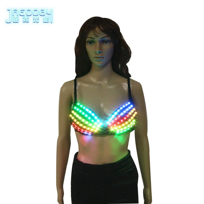 LED Phantom Performance Bra Bar Night Club Women's Dance Glow Bra Stage Jumping Dixie Fluorescent Props