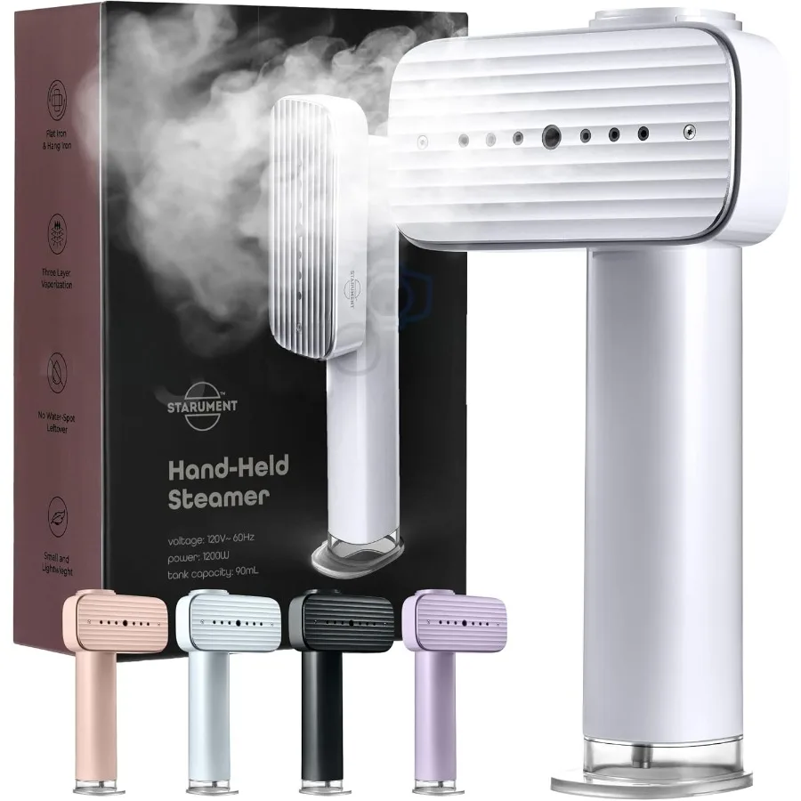 

Portable Steamer for Clothes Travel: Compact Fabric Wrinkle Remover with Heat-Resistant Glove 18s Fast Heat-Up 90ml Water Tank