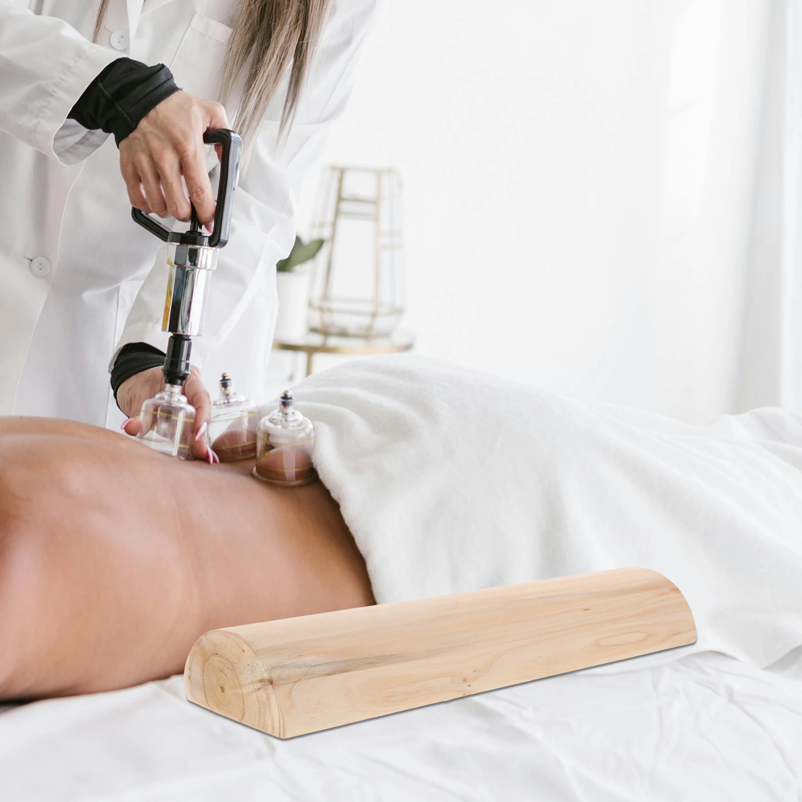 وسادة من الخشب الصلب مريحة لدعم الرقبة عنق الرحم ومقاومة للاهتراء وغرفة الساونا الناعمة وأسطوانة خشبية مصنوعة يدويًا #1