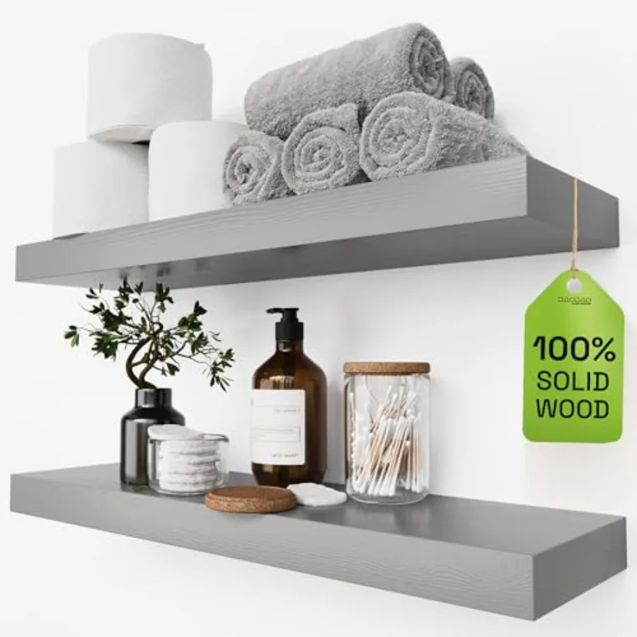 

Деревянные плавающие полки для стены - Полки в деревенском стиле - Полки для ванной комнаты - Полки из массива дерева для стены для спальни, кухни, гостиной