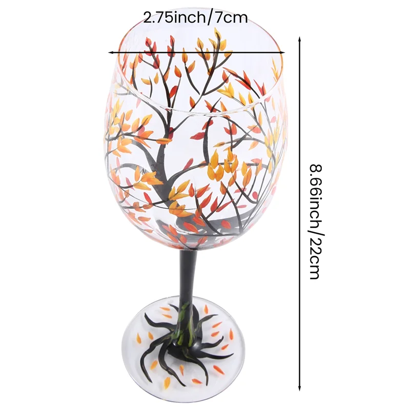 

P4-1Pcs HOT-Осеннее дерево Бокал для вина - Осенние цвета - Листья красного, желтого, оранжевого цвета - Ручная роспись - Прочный осенний лист