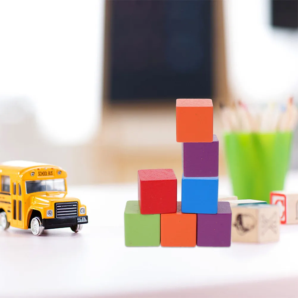 

60Pcs Colorful Cube Educational Blocks Smooth Surface Wooden Early Learning Color Recognition Set for Kids Cube Blocks