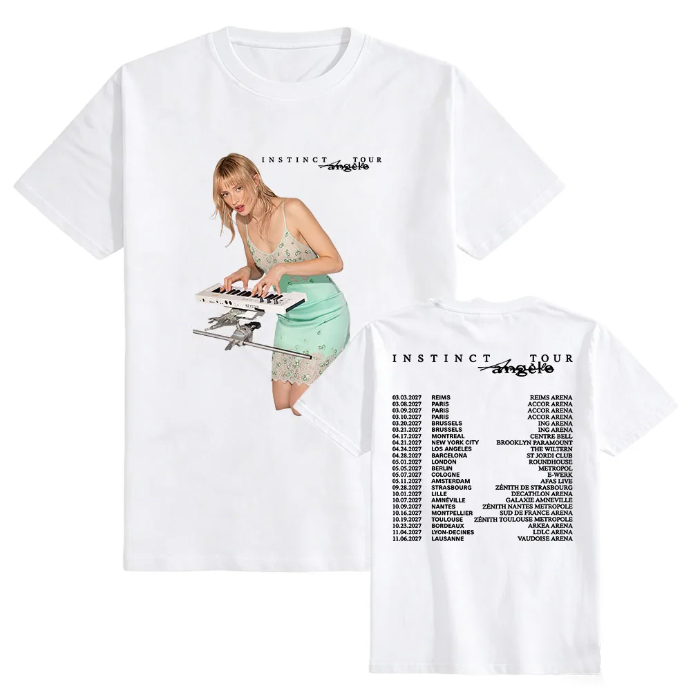 Angele Angèle Instinct Tour 2027 T-shirt Cotton Summer Short Sleeve Casual Tshirts Unisex Streetwear Graphic Print Merch Men Top