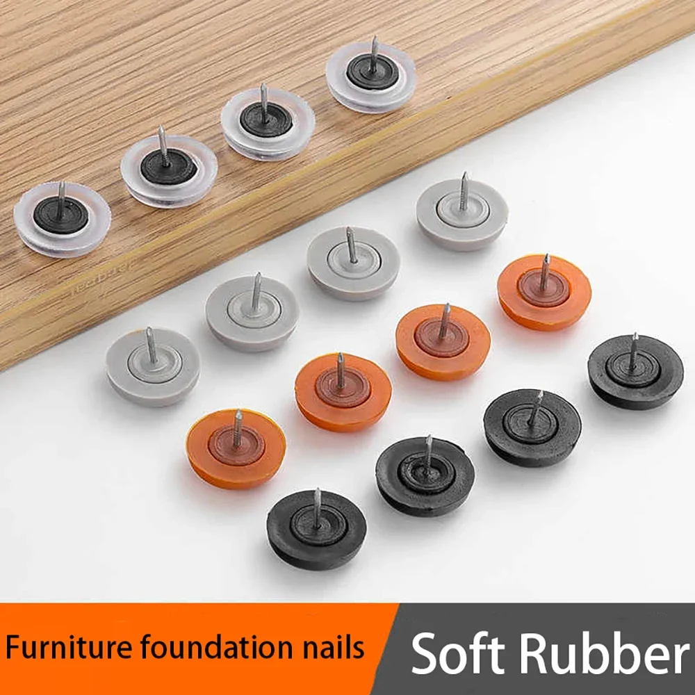 8Pcs Furniture Feet Nail Rubber Glide Nails Chair Table Leg Anti Slip Protector Pads Diameter 21mm Orange/Grey/Transparent