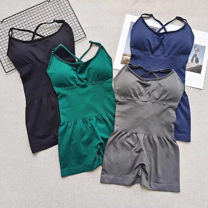 WAREBALL Women's Yoga Jumpsuit, Sexy One-Piece Fitness Romper with Strap, Tummy Control & Padded Sports Bra for Workout image 5