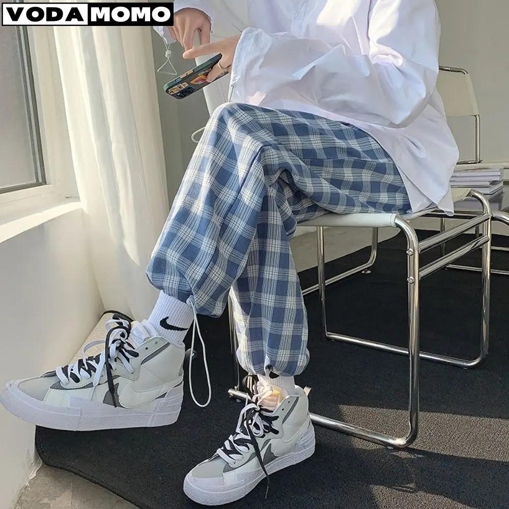 

Summer Plaid Pants Men Fashion Loose Hip Hop Casual Trousers Korean Male Pant All-match Confortable Joggers Streerwear joggers