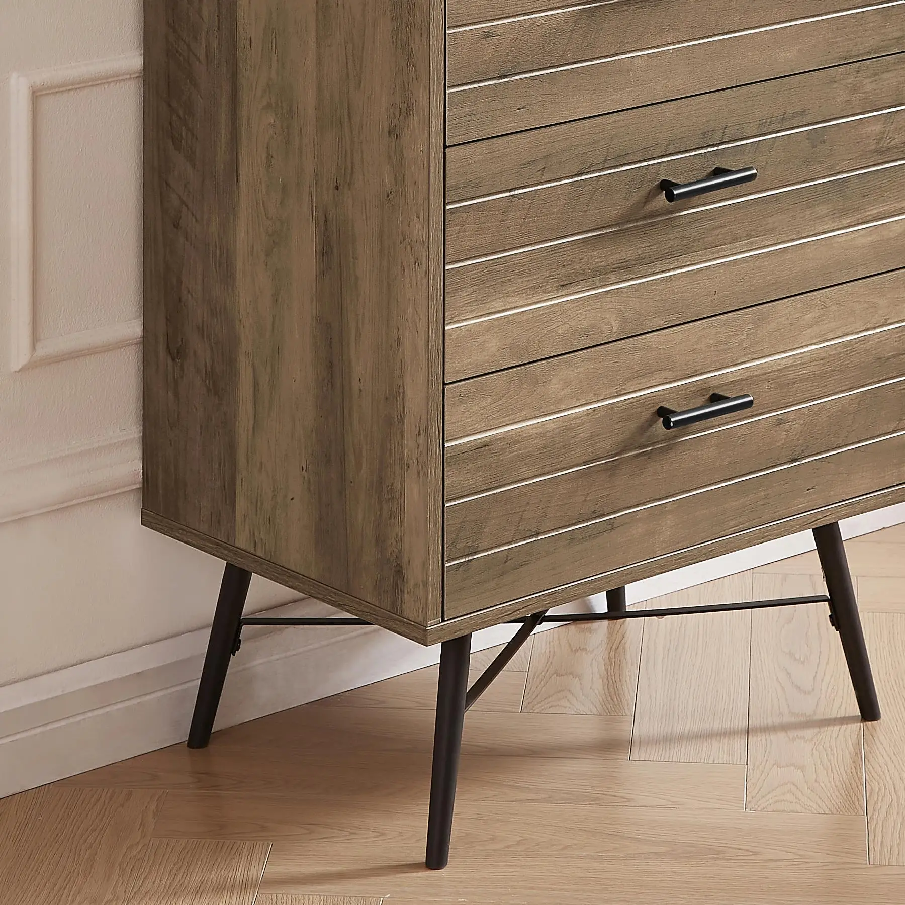 

Spacious 5-Drawer Chest - Stylish Rustic Walnut Dresser for bedroom , Hallway & Closet - 23.6W x 15.7D x 48H