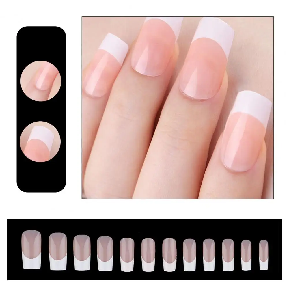 Style Fake Nails Reusable Diy Nail Art Manicure Decoration Classic Style Contrast Color Press on Nails for Glossy Flat Edge Look