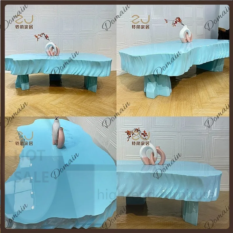VP Zigzag Corner Glass Fiber Coffee Table Modern Irregular Creative Design for Villa Living Room