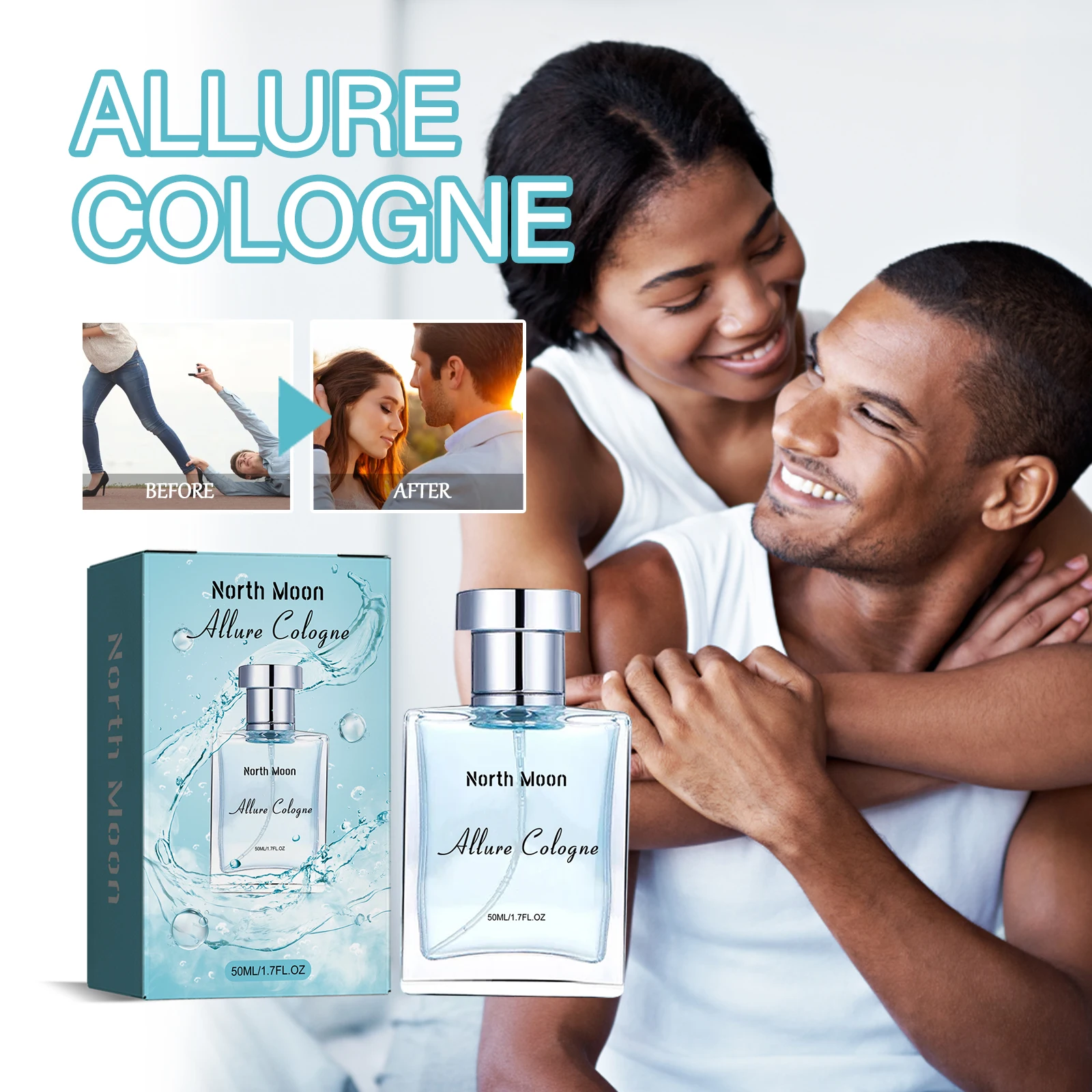 NORTH MOON Allure Colonia 50ML 1,7 oz Perfume Charm Libera fragancias suaves, refrescantes y ligeras, naturales y portátiles con