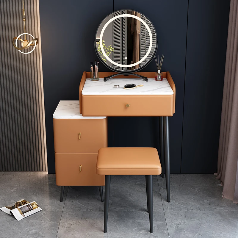 

Nordic Dressing Table Women Free Shiping Luxury Kitchen Storage Vanity Desk With Light Mirror Tavolo Da Trucco Bedroom Furniture