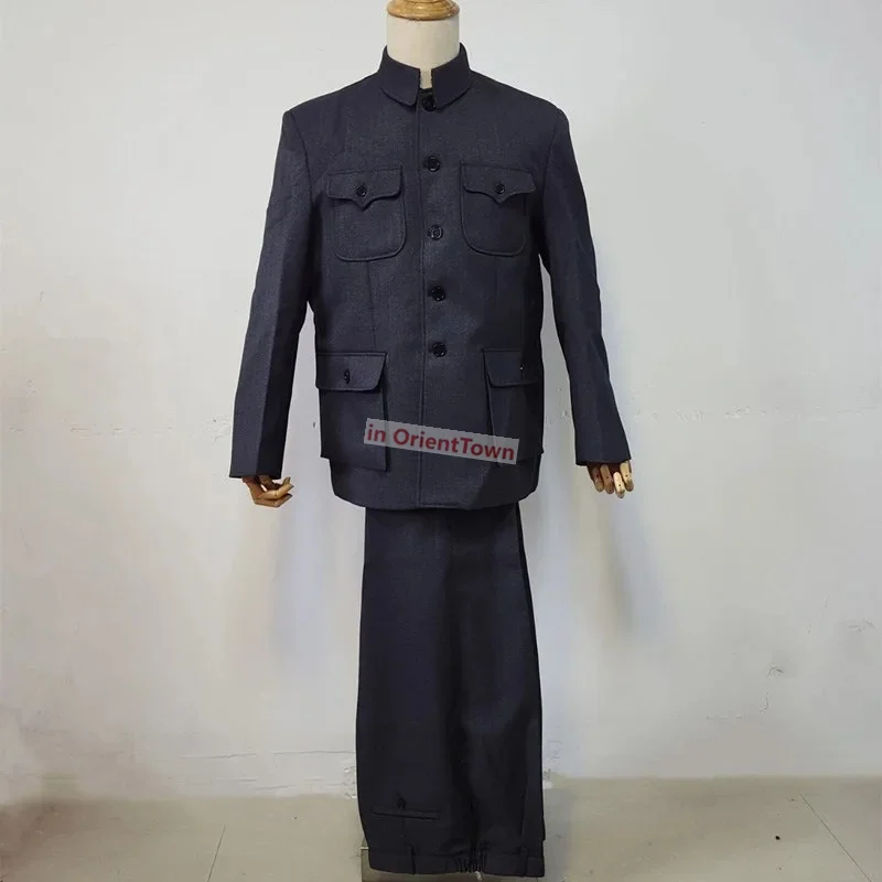 Zhongshan Suit Historical Figure Stage Costume National Army Cadres Clothing China 1950s - 1980s Cadres Village Leaders Clothing