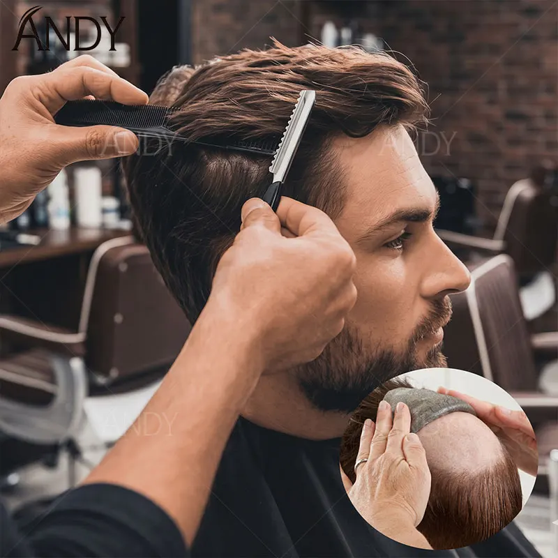 

Male Hair Prosthesis 0.12-0.14mm Toupee For Men 100% Human Hair Natural Hairline Men's Breathable Invisible Men Wigs