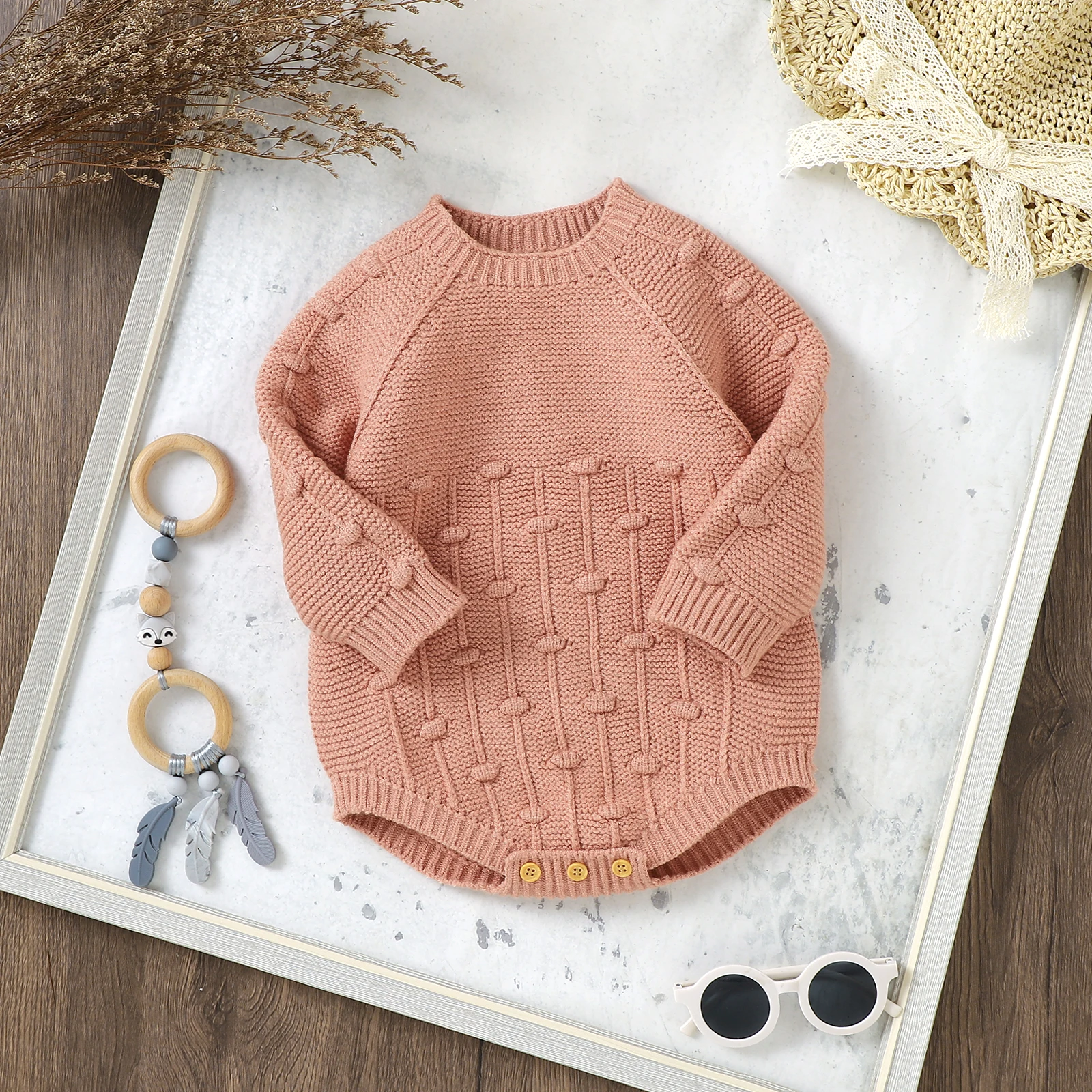 

Fall Winter Baby Sweater Rompers Solid Color Knitted Toddler Long Sleeve Jumpsuit Newborn Infant Warm Bodysuits Knitwear Clothes