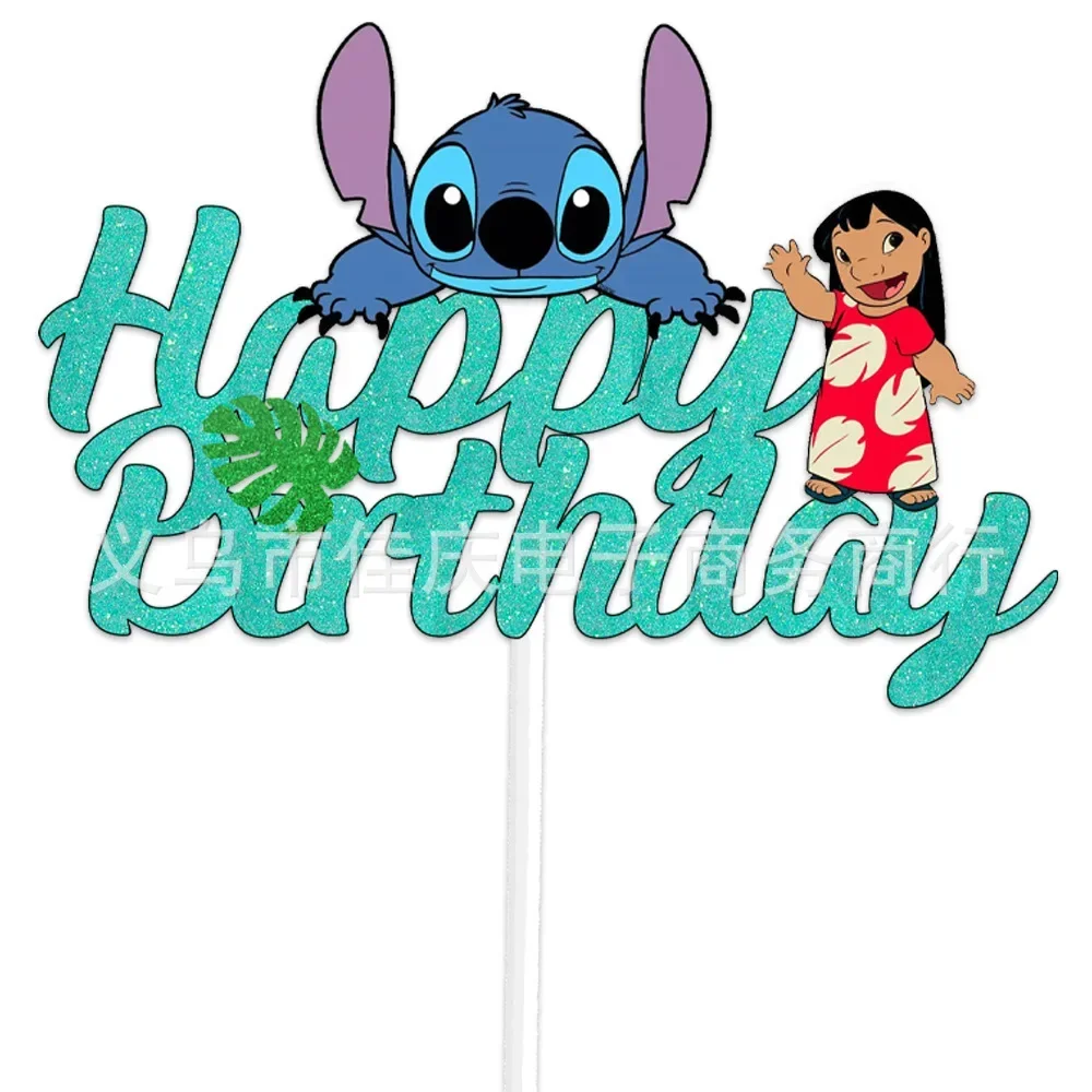 New Disney Stitch Girl\'s Clove Cake Decoration and Pink Stich Happy Birthday Cake Decoration Boy Party Supplies Baby Shower