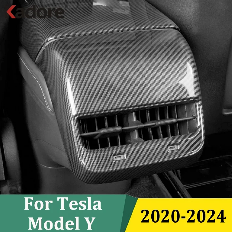 

For Tesla Model Y 2020 2021 2022 2023 2024 Carbon Fiber Rear Air Conditional Vent Outlet Cover Trim Styling Interior Accessories