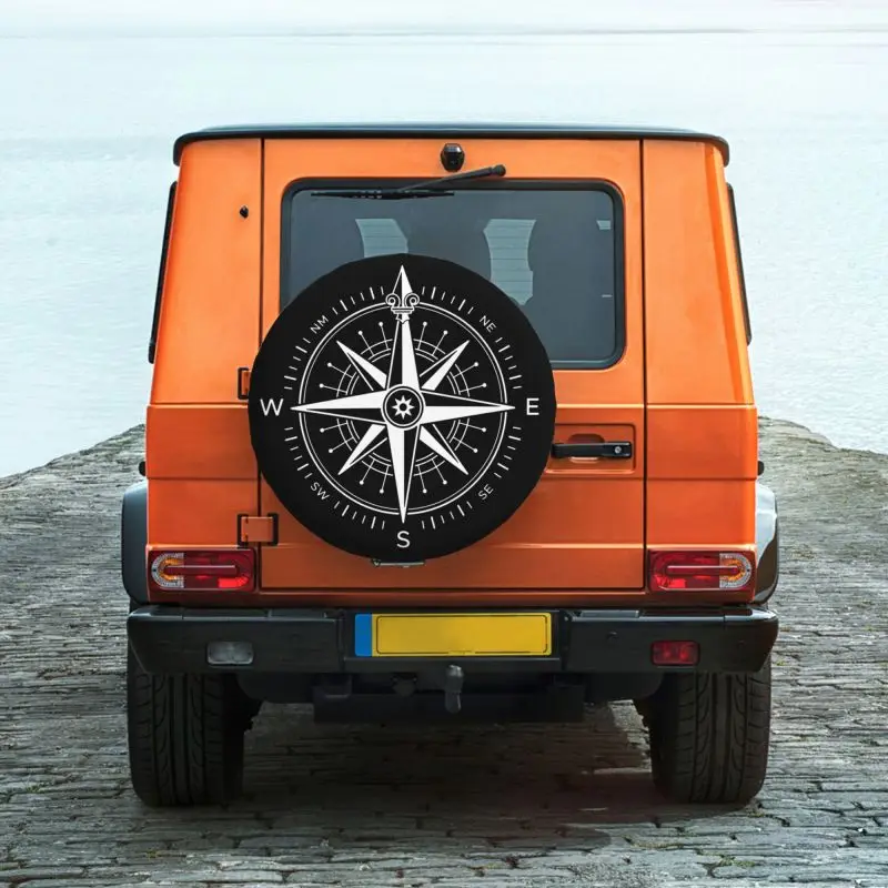 Custom Nautical Compass Tire Cover 4WD 4x4 Trailer Captain Anchor Boat Spare Wheel Protector for Jeep Wrangler 14\