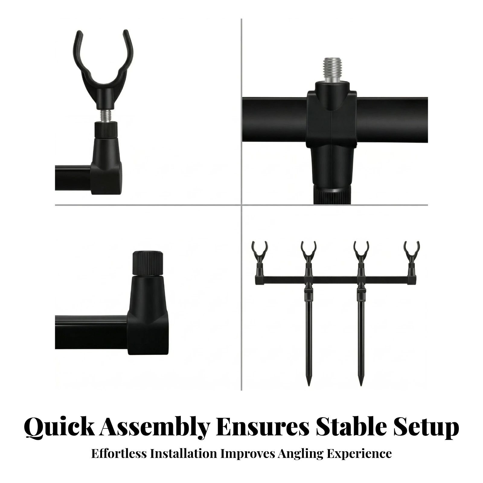 Two-Way-Direction Four-Head Rod Holder Fishing Rod Support Crossbar Black