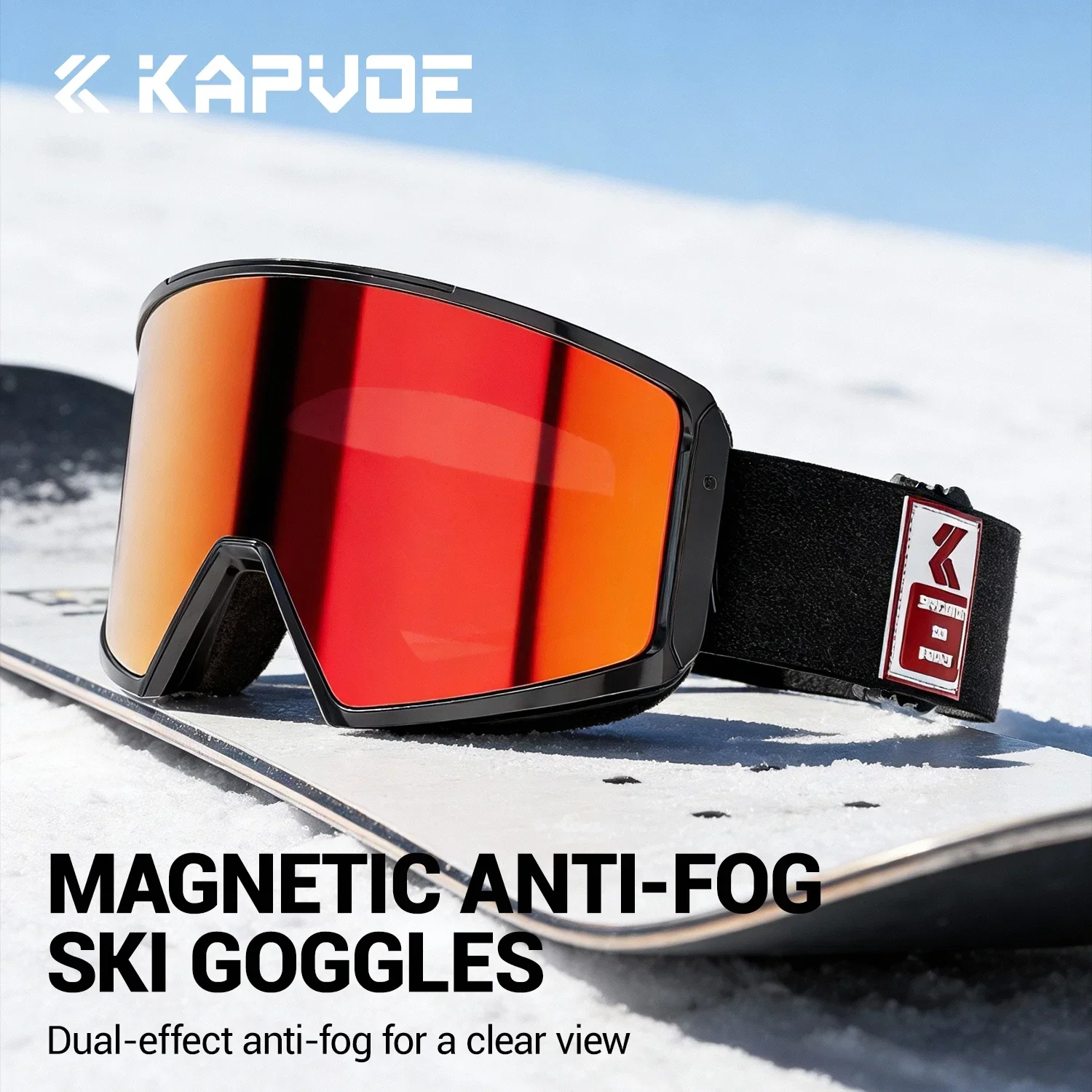 Kapvoe UV400 HD Photochromic Snow Ski Goggles Snowboarding Skiing Mask Men Women Anti-Fog Lens Kit Protection Snowmobile Glasses