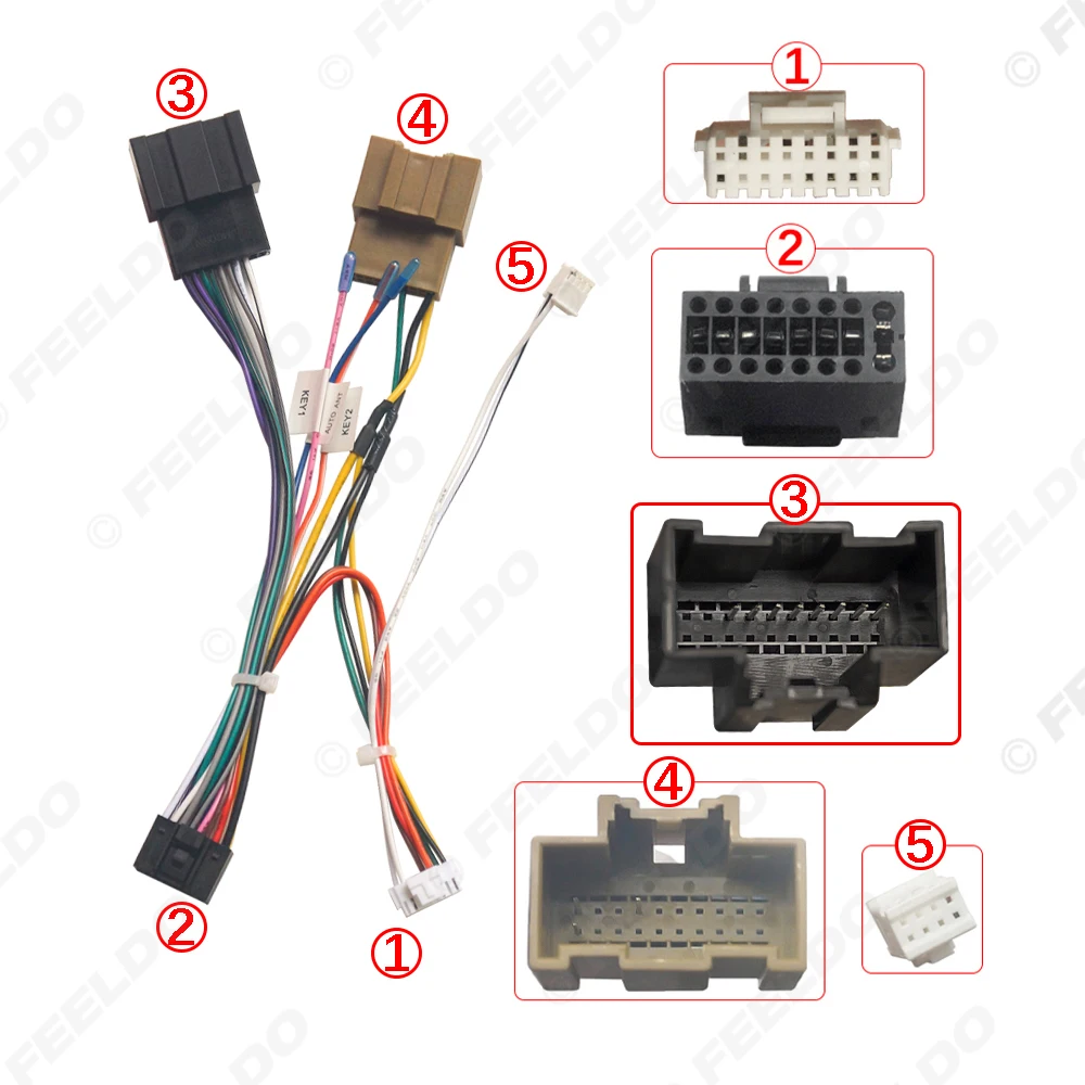 FEELDO Car Radio 16pin Power Cord Wiring Harness Adapter With Canbus For Opel/Vauxhall Corsa E Audio Installation Head Unit image 3