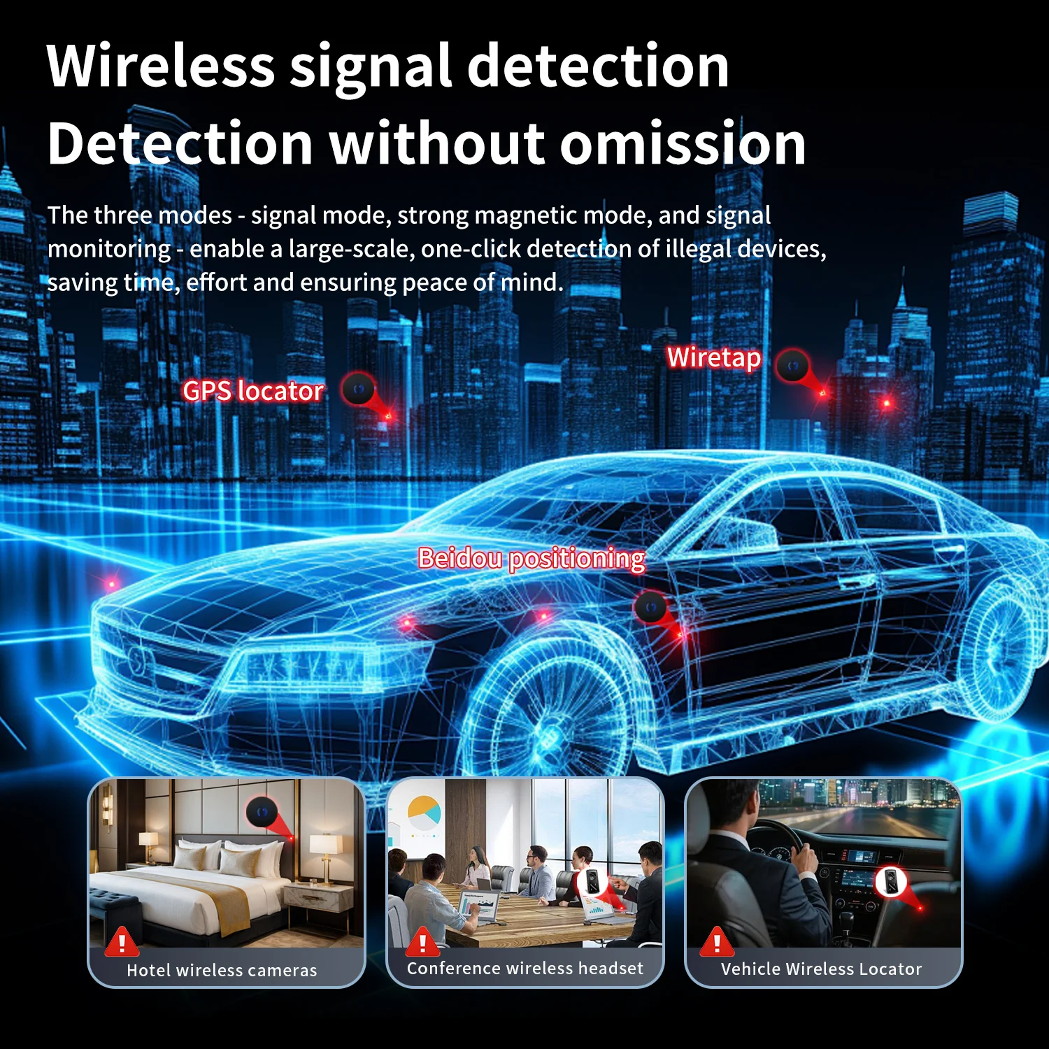Portable Mini Hidden Camera Detector GSM Audio Bug RF Signal GPS Finder Infrared Scaner Secret Camara Detection Privacy Protect