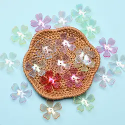 26.5mm 10Pcs Acrylic Candy Color 5 Petal Flower Beads For Jewelry Making DIY Necklace Pendant Crafts Handmade Material