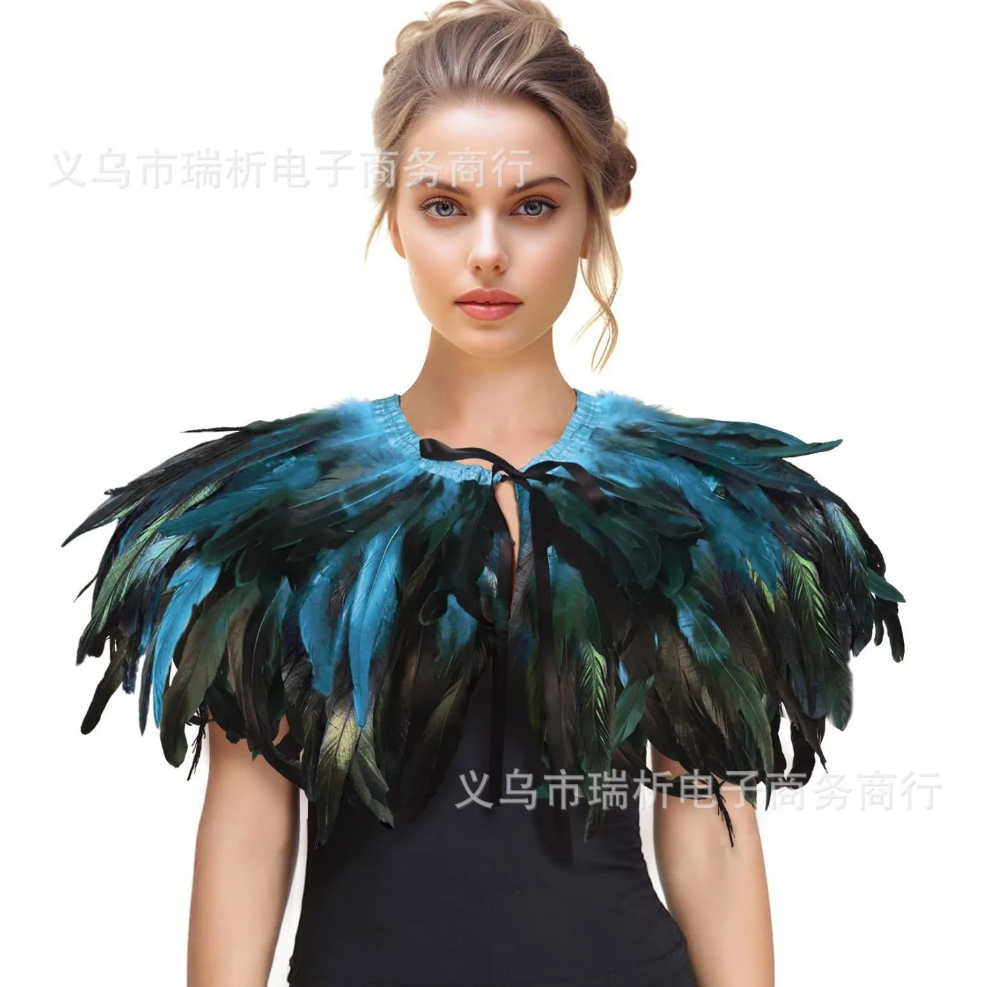 Feather Shawl for Women Feathers Collar Halloween Swan Cape Witch Costume Accessories
