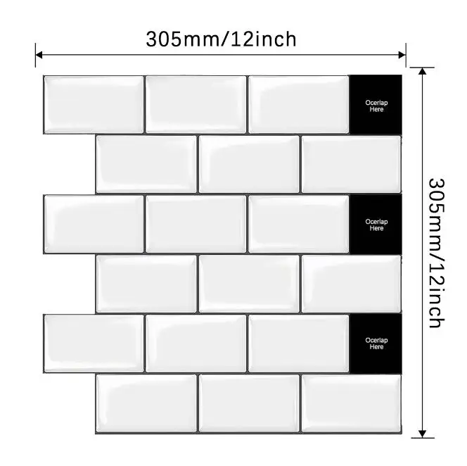 10 Sheets Three Dimensional Glue Drop Wallpaper White PET Self Adhesive Kitchen Bathroom Waterproof Oilproof Stickers Tile Like