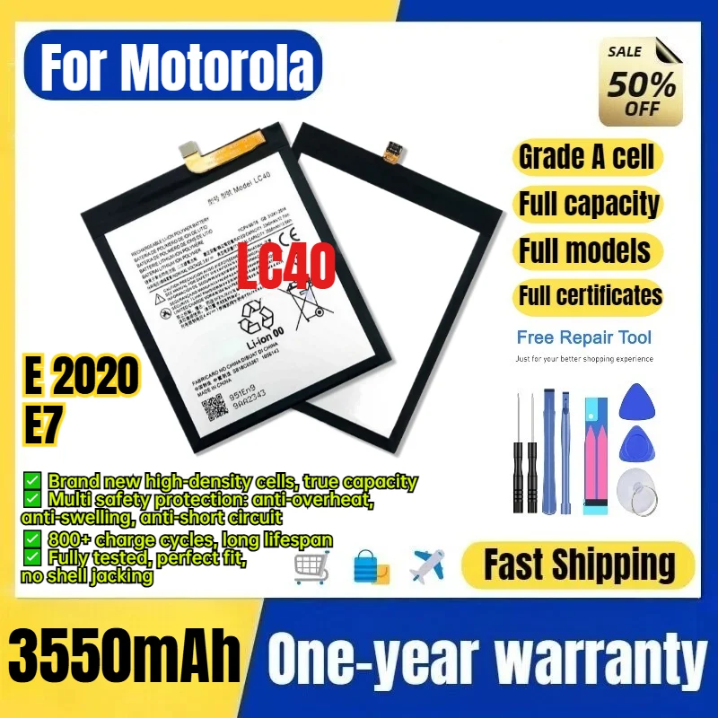 LC40 for Motorola E 2020/E7 Phone Battery 0 Cycle High Quality High Capacity Battery Replacement Bateria Grade A Cell with Tools