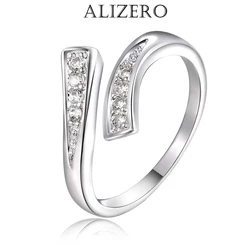 Charm 925 Sterling Silver Crystal Open Rings For Women Simple adjustable Fashion Wedding Engagement Party Gifts Jewelry