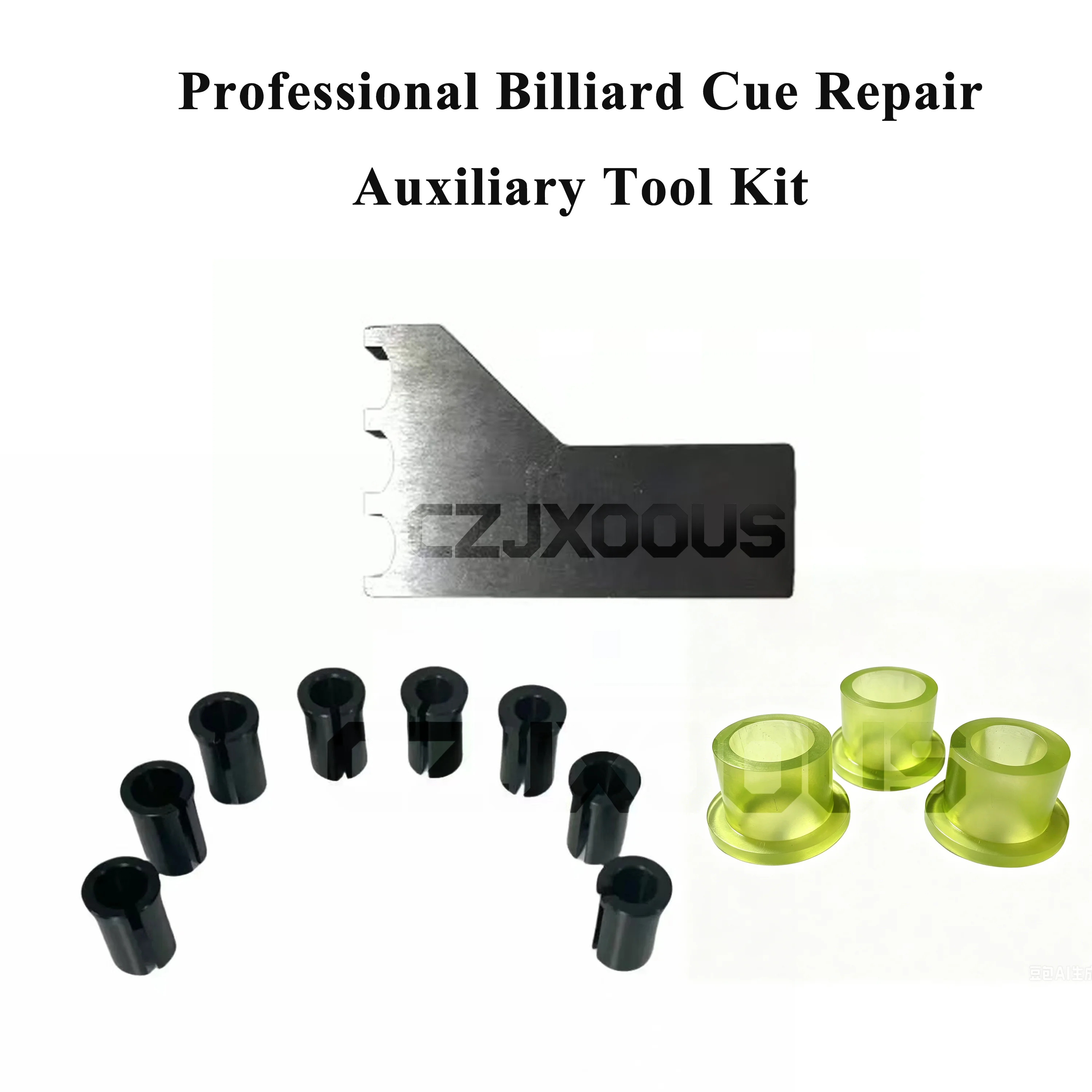 CZJXOOUS Free Shipping Billiard Cue Repair Tool Kit, Metal Tip Sanding Jig + Nylon Clamping Sleeves + PU Bushings